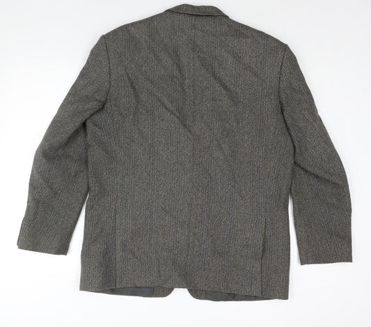 Four Seasons Mens Grey Herringbone Wool Jacket Suit Jacket Size 44 Regular