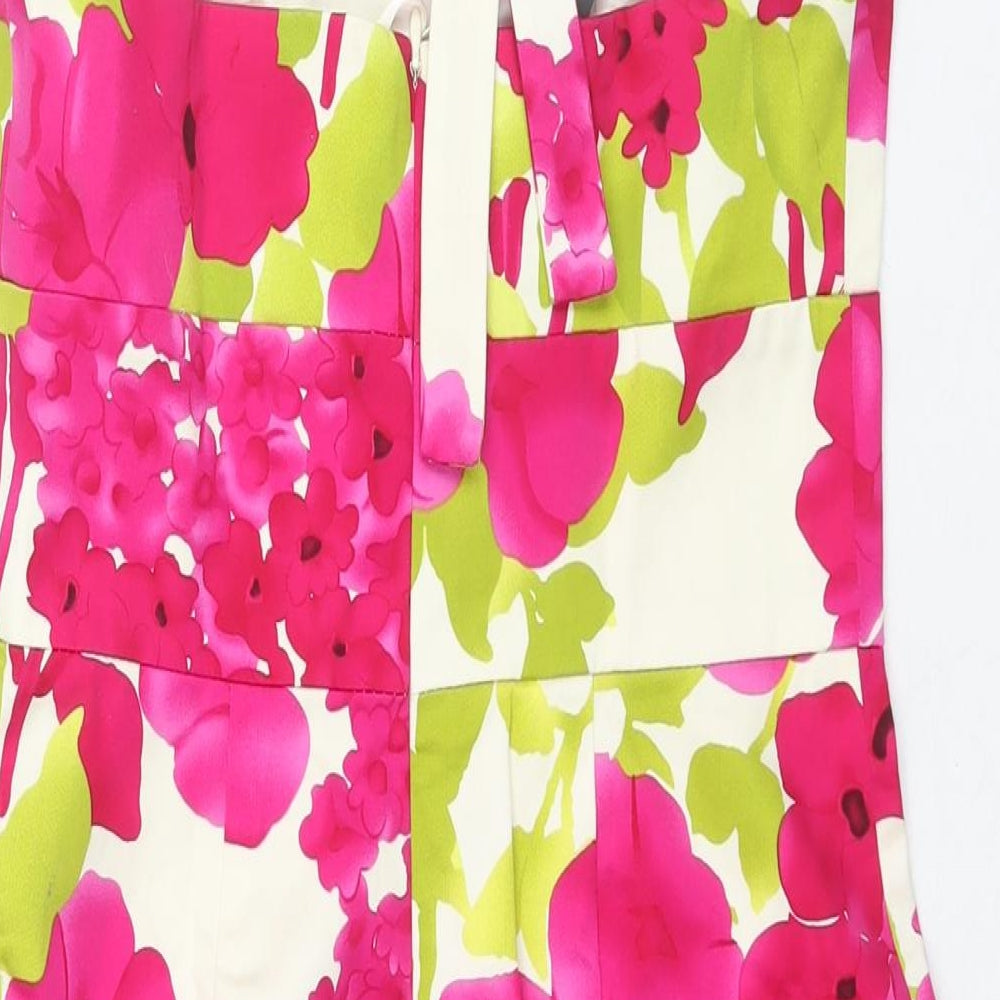 Jones New York Womens Multicoloured Floral Cotton Shift Size 6 Halter Zip