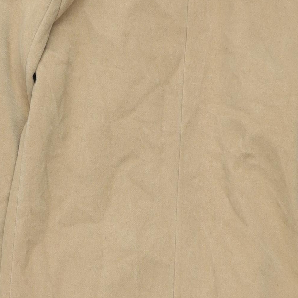 Brand and care label for Missguided women’s brown overcoat coat, size UK 8, - no closure