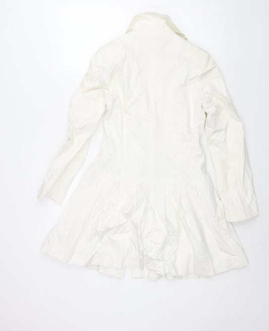 Helene Berman Womens White Jacket Size S Button - Pleated Skirt Detail
