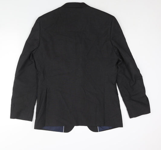 Fellini Mens Black Polyester Jacket Suit Jacket Size 40 Regular