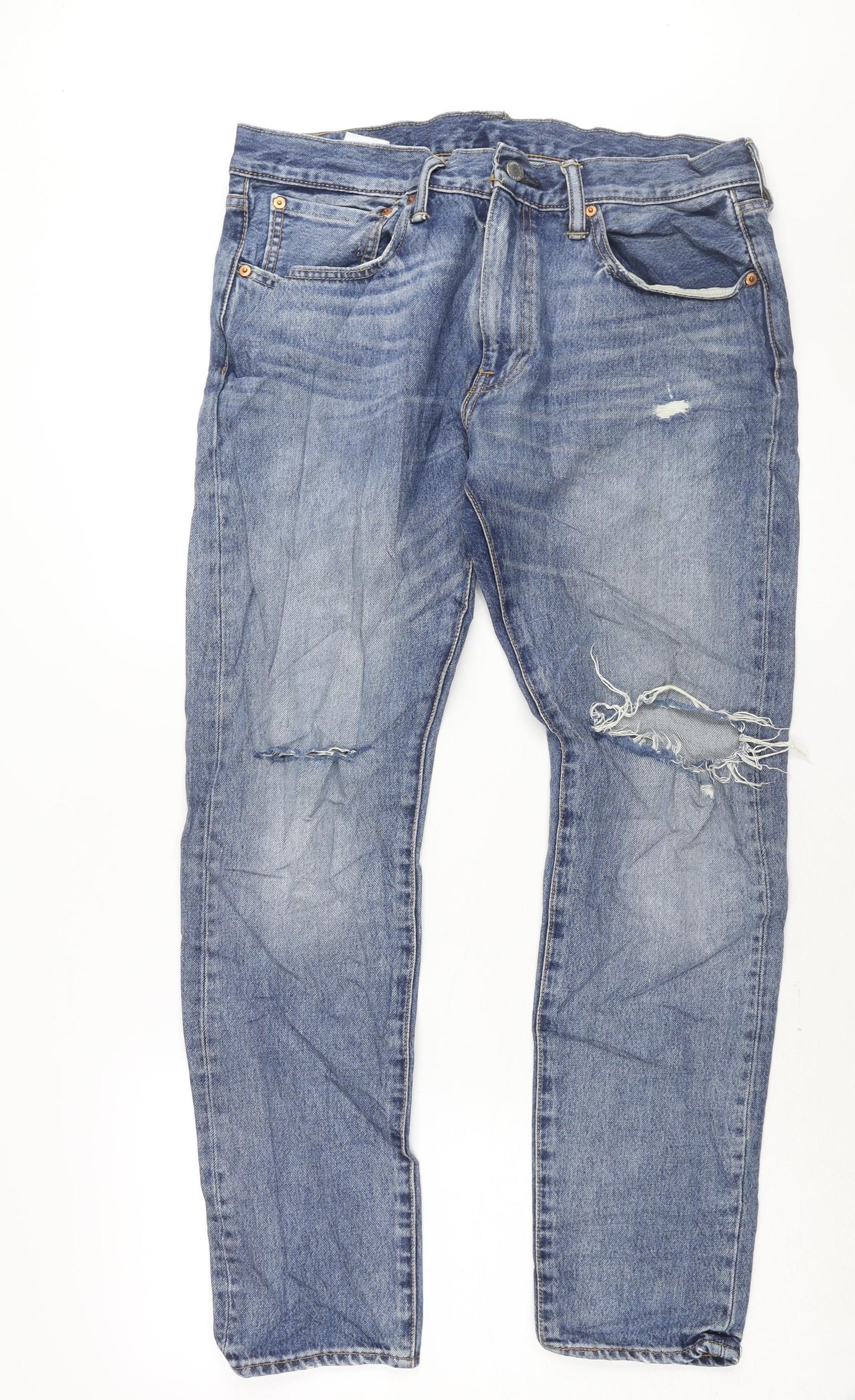 Levi's Mens Blue Cotton Straight Jeans Size 34 in L32 in Regular Zip