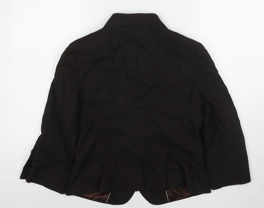 NEXT Womens Brown Geometric Jacket Blazer Size 14 Button