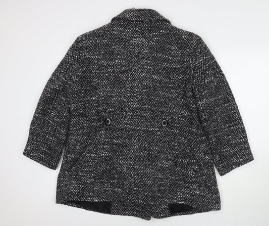 Cotswold Collections Womens Black Overcoat Coat Size 12 Button