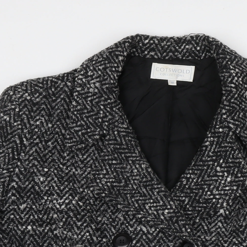 Cotswold Collections Womens Black Overcoat Coat Size 12 Button