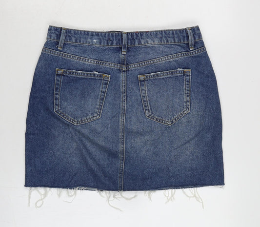 Very Womens Blue Cotton A-Line Skirt Size 30 in Zip