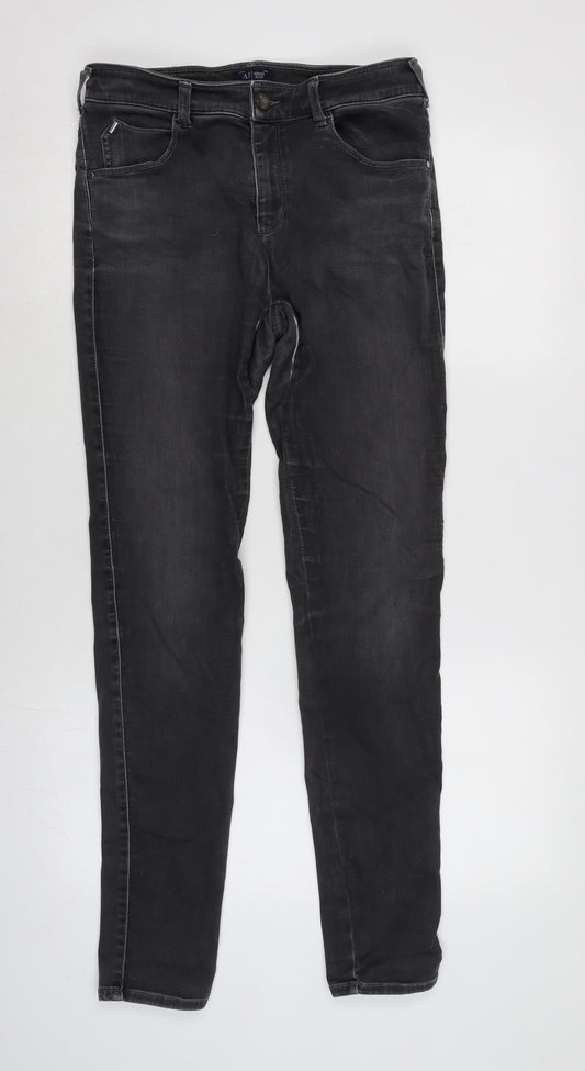ARMANI Womens Grey Cotton Blend Tapered Jeans Size 29 in L31 in Regular Zip