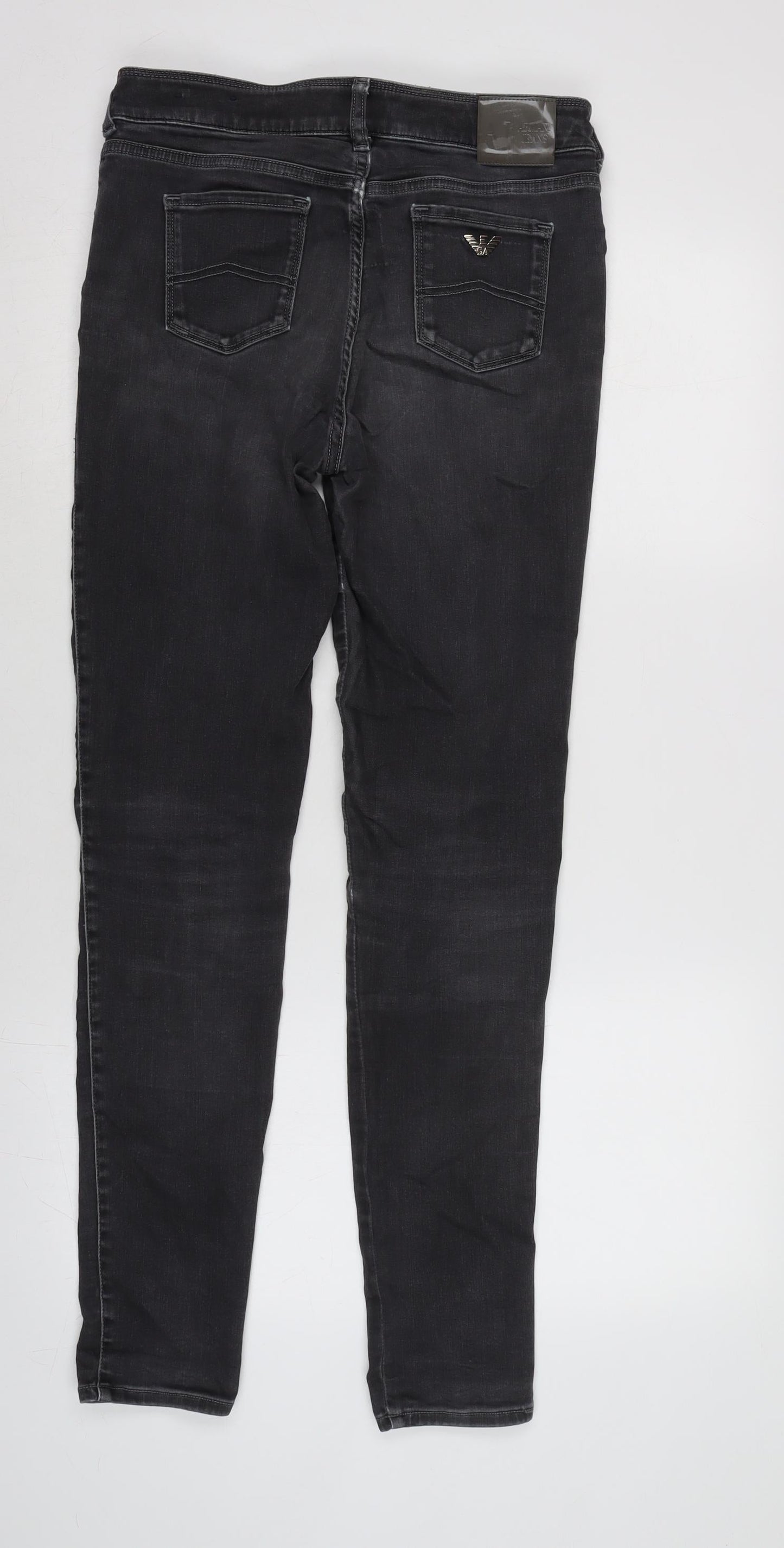 ARMANI Womens Grey Cotton Blend Tapered Jeans Size 29 in L31 in Regular Zip