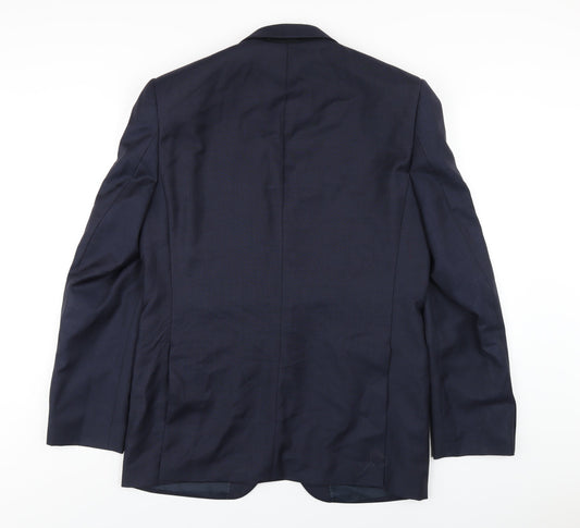 New & Lingwood Mens Blue Polyester Jacket Blazer Size 40 Regular