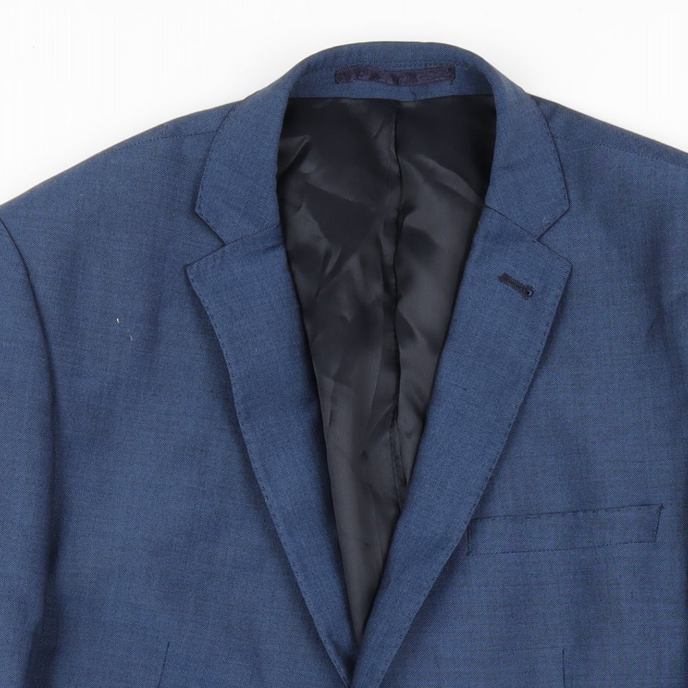 Racing Green Mens Blue Wool Jacket Blazer Size 40 Regular