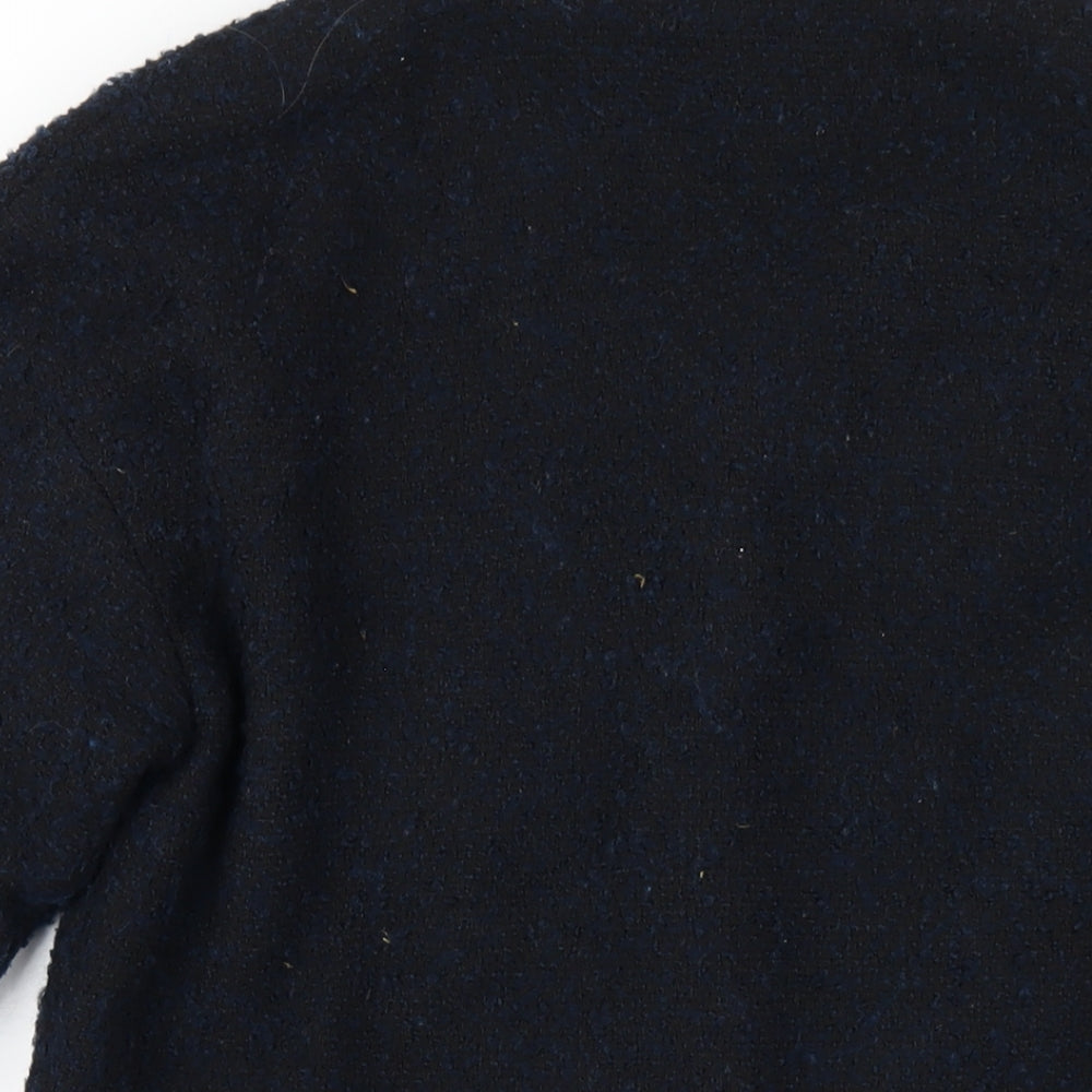 H&M Womens Blue Overcoat Coat Size 4 Snap