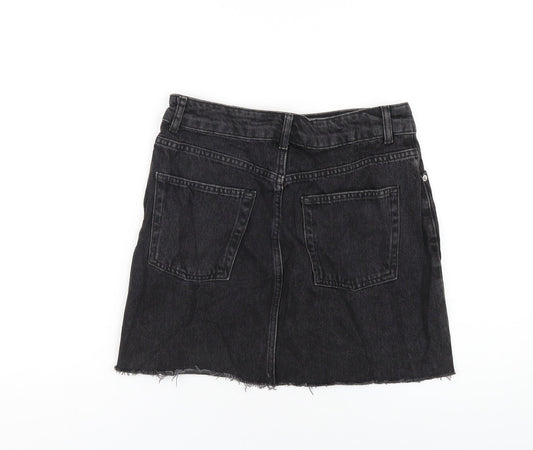 Topshop Womens Black Cotton A-Line Skirt Size 10 Zip