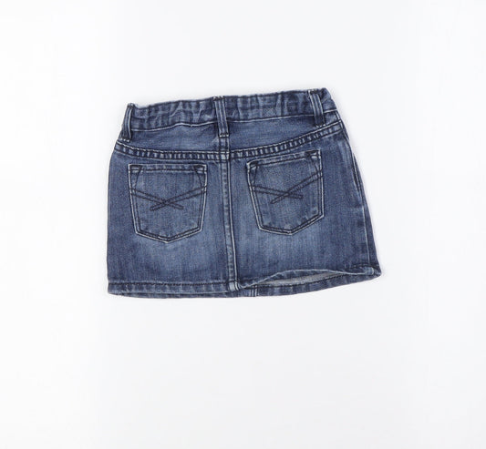 Gap Girls Blue Cotton A-Line Skirt Size 2 Years Regular Snap