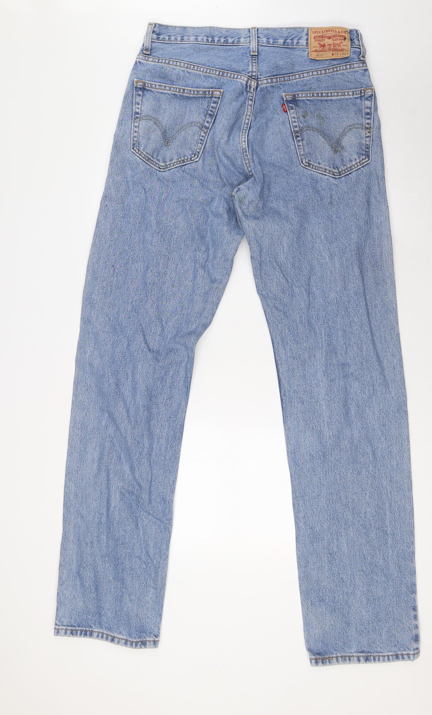 Levi's Mens Blue Cotton Straight Jeans Size 32 in L34 in Regular Zip