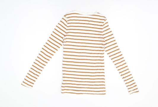 Gap Womens White Striped Cotton Basic T-Shirt Size XS Round Neck