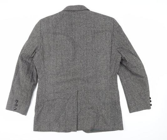Pioneer Wear Mens Grey Herringbone Acrylic Jacket Blazer Size 40 Regular - Vintage