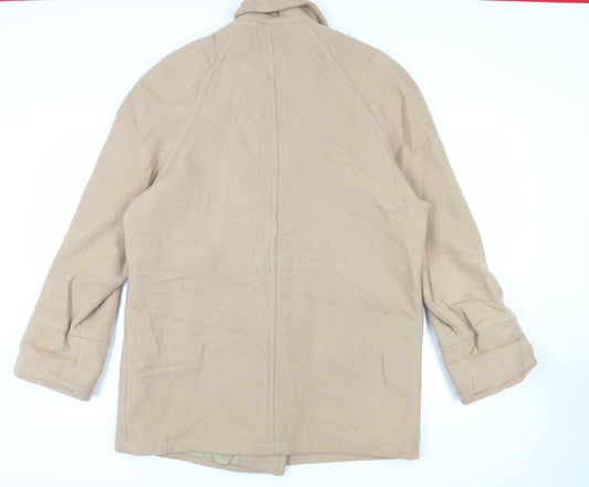 Definitions Womens Beige Pea Coat Coat Size 16 Button - Vintage