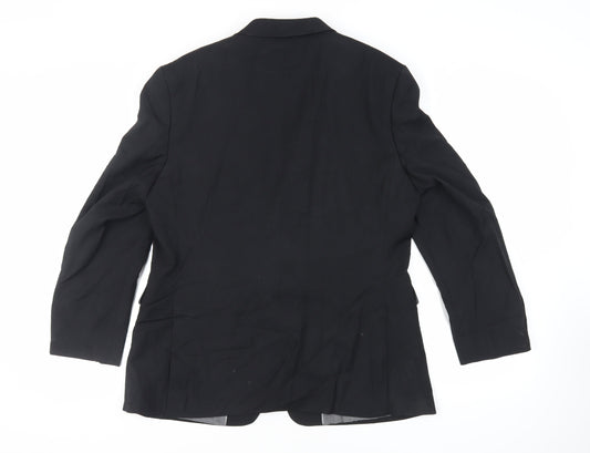 BHS Mens Black Polyester Jacket Suit Jacket Size 42 Regular
