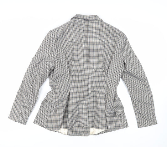 H&M Womens Grey Geometric Jacket Blazer Size 12 Button
