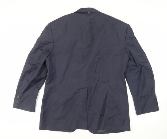 Bill Blass Mens Blue Striped Wool Jacket Suit Jacket Size 42 Regular