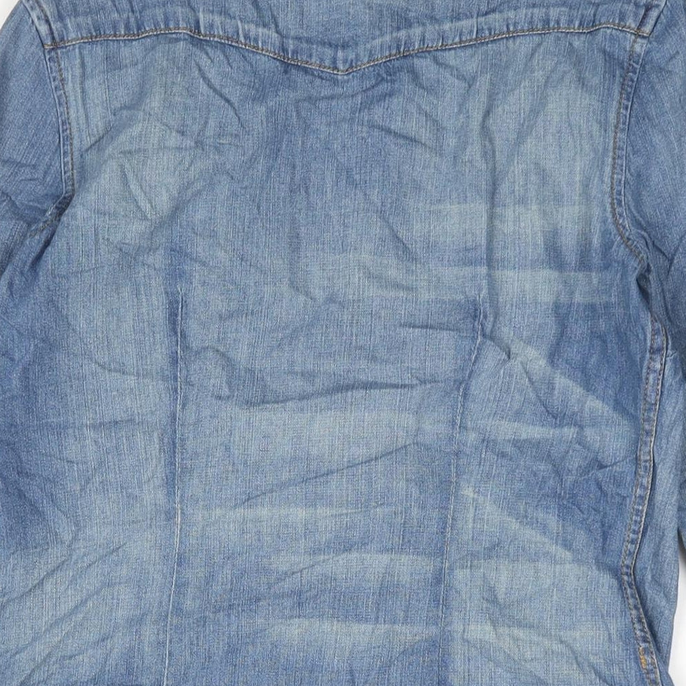 Gap Womens Blue Cotton Basic Button-Up Size XS Collared - Distressed