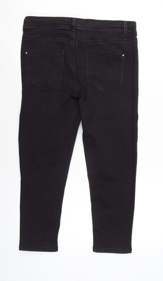 Dorothy Perkins Womens Grey Cotton Blend Straight Jeans Size 14 L22 in Regular Zip