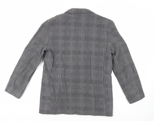 Expressions Womens Grey Plaid Jacket Blazer Size 12 Button - Vintage