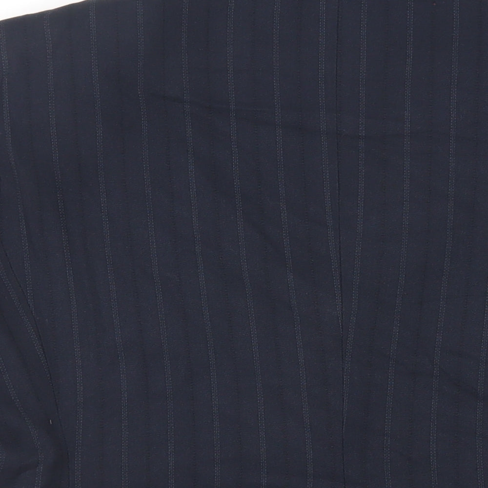 AMARANTO Womens Blue Striped Jacket Blazer Size 16 Button
