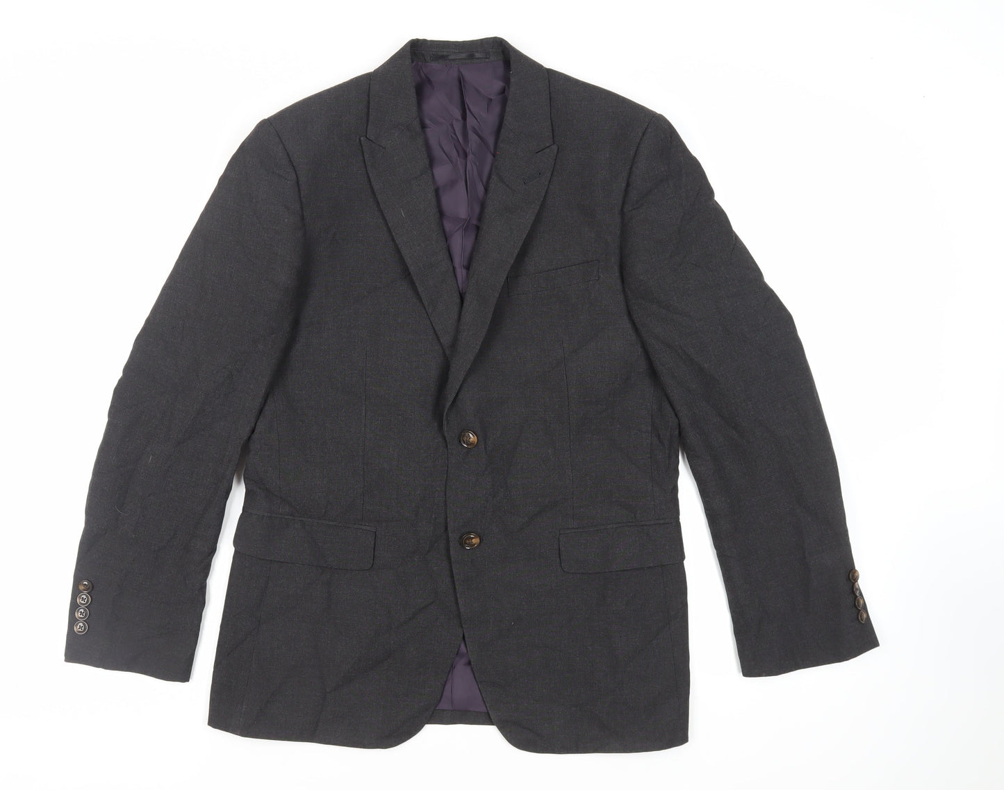 Fellini Mens Grey Polyester Jacket Suit Jacket Size 40 Regular