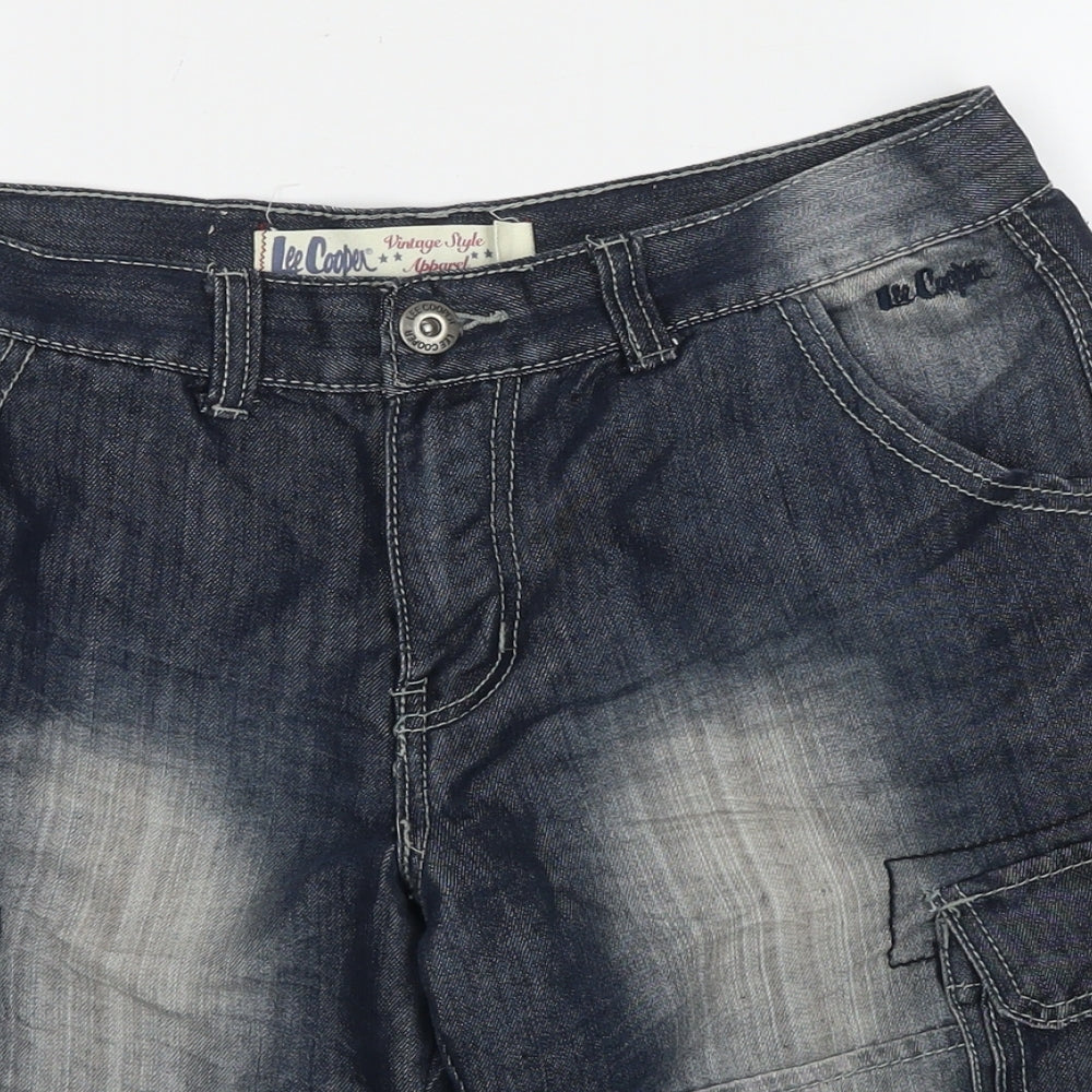 Lee Cooper Mens Blue Polyester Bermuda Shorts Size 30 in L10 in Regular Zip