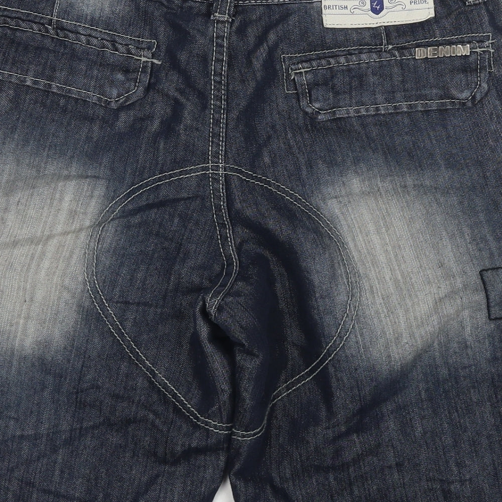 Lee Cooper Mens Blue Polyester Bermuda Shorts Size 30 in L10 in Regular Zip