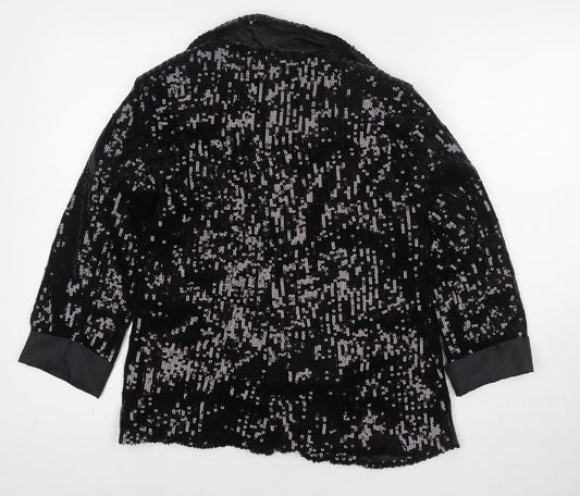 Amour Womens Black Jacket Blazer Size 10 - Sequin Detail