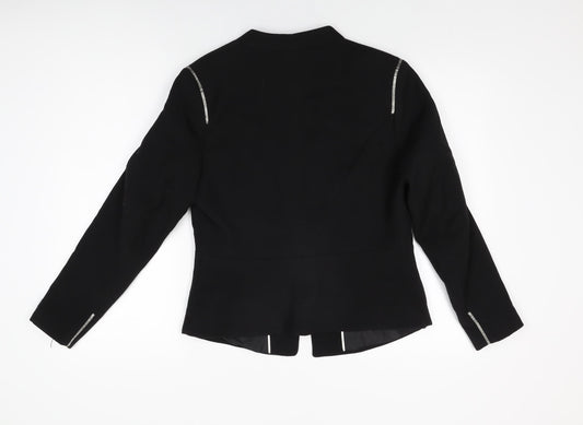 H&M Womens Black Jacket Blazer Size 14 Snap