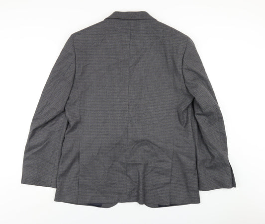 Marks and Spencer Mens Grey Geometric Polyester Jacket Blazer Size 42 Regular