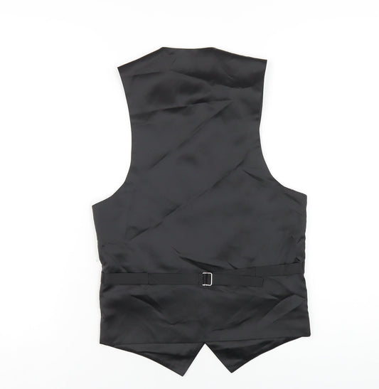 Five Horse Mens Black Polyester Jacket Suit Waistcoat Size XS Regular