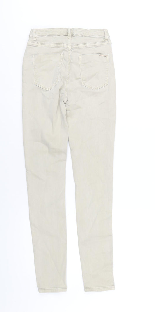 Toxik3 Womens Beige Cotton Skinny Jeans Size 10 L30 in Regular Zip