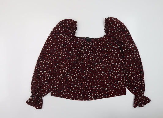 Womens UK Size 12 AX Paris Red Polyester Blouse