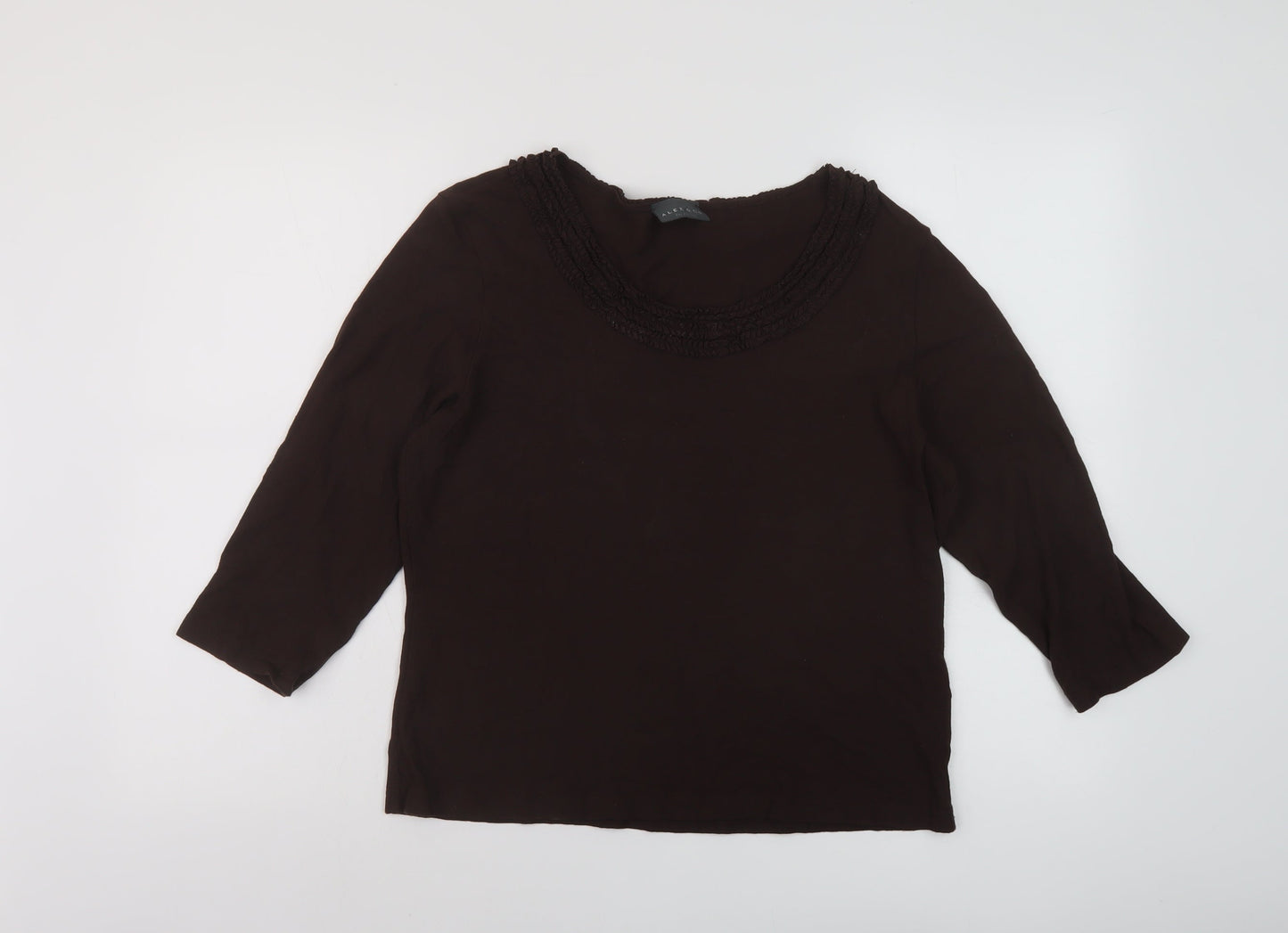 Alex & Co Womens Brown Viscose Basic Blouse Size 18 Round Neck
