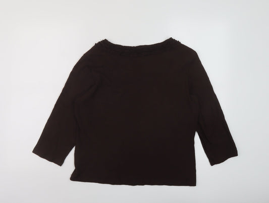 Alex & Co Womens Brown Viscose Basic Blouse Size 18 Round Neck