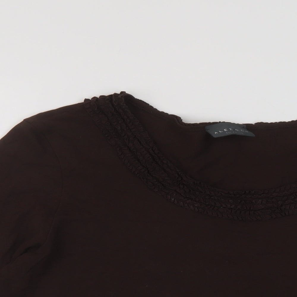 Alex & Co Womens Brown Viscose Basic Blouse Size 18 Round Neck