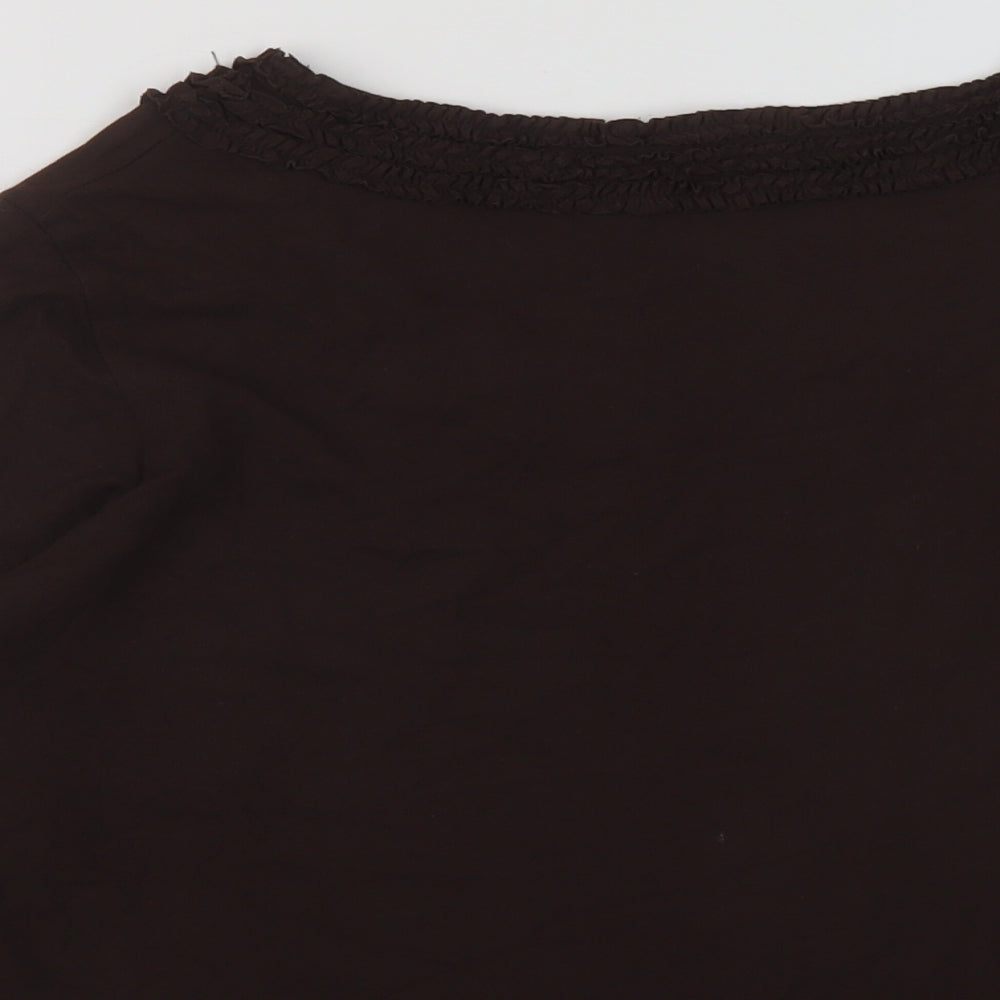 Alex & Co Womens Brown Viscose Basic Blouse Size 18 Round Neck