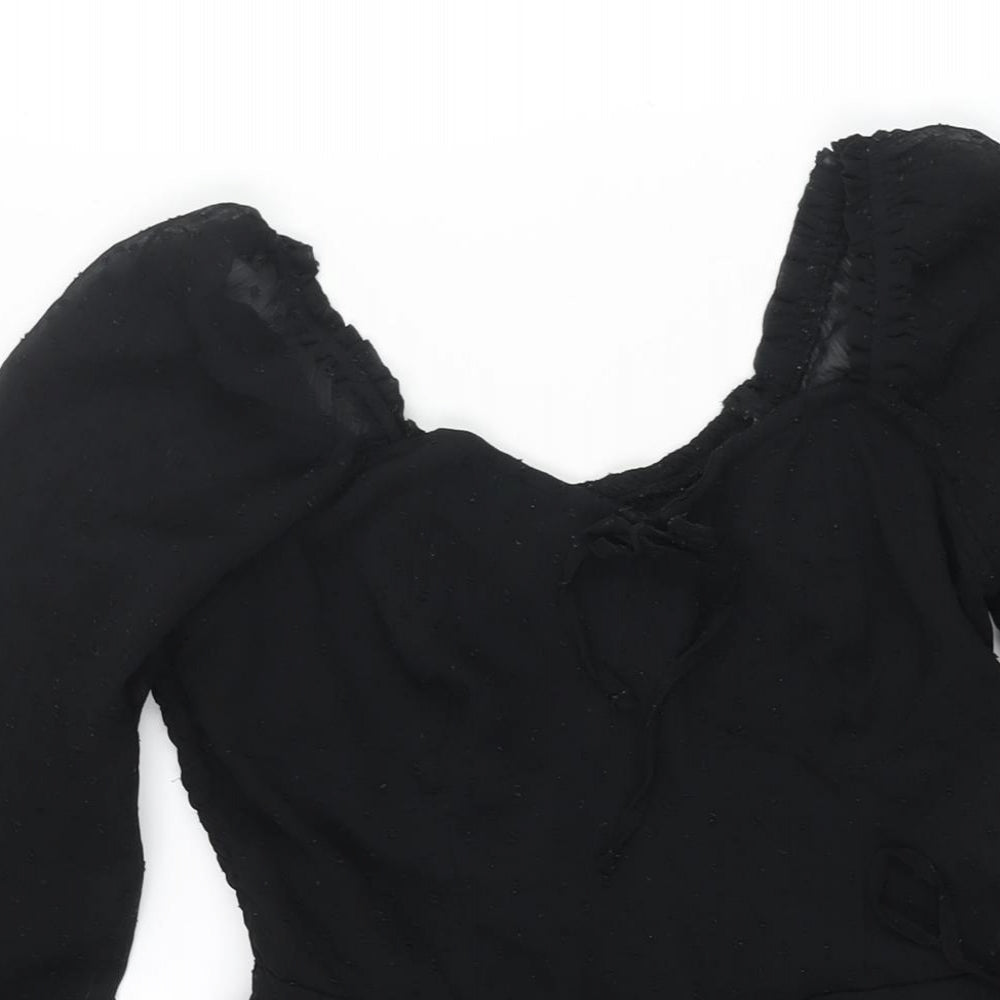 Hollister Womens Black Polyester Mini Size M Sweetheart Tie - Frill