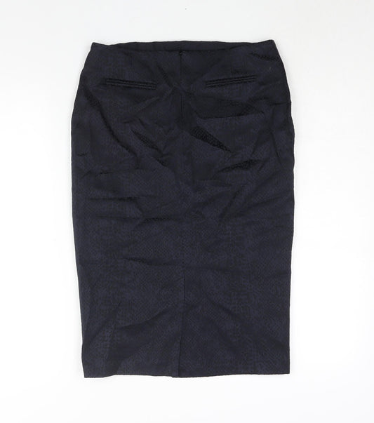 Wallis Womens Blue Animal Print Polyester Straight & Pencil Skirt Size 10 Zip - Snakeskin Print