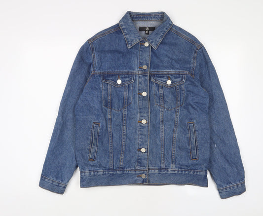 Additional front view of Missguided women’s blue jacket, size UK 6, button