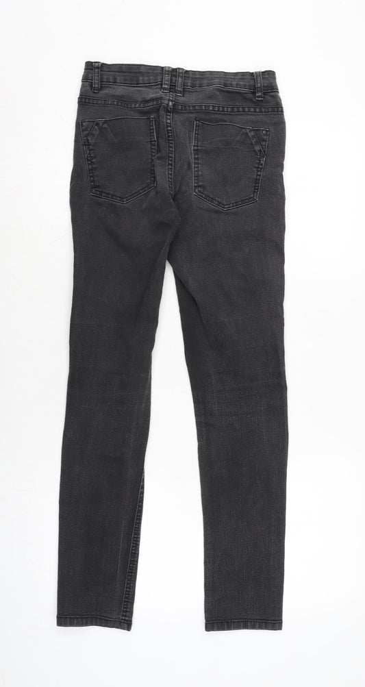 Denim & Co. Womens Grey Cotton Blend Straight Jeans Size 6 L28 in Regular Zip