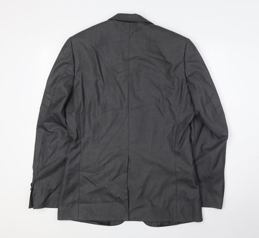 Butler & Wilson Mens Grey Polyester Jacket Suit Jacket Size 36 Regular
