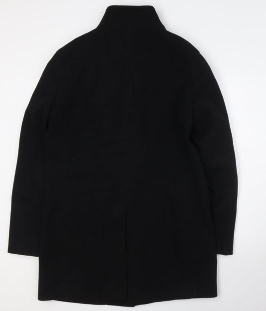 Marks and Spencer Womens Black Overcoat Coat Size M Button