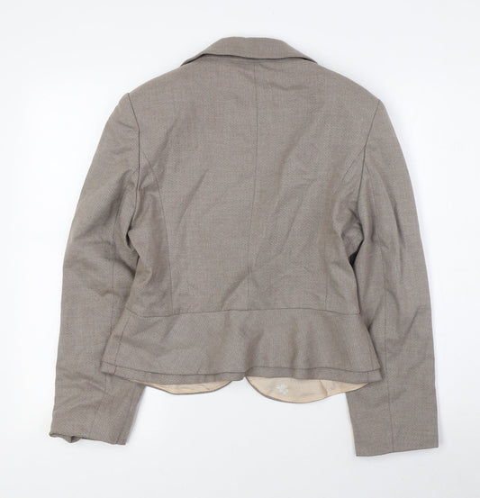 NEXT Womens Beige Jacket Size 10 Button - Fitted