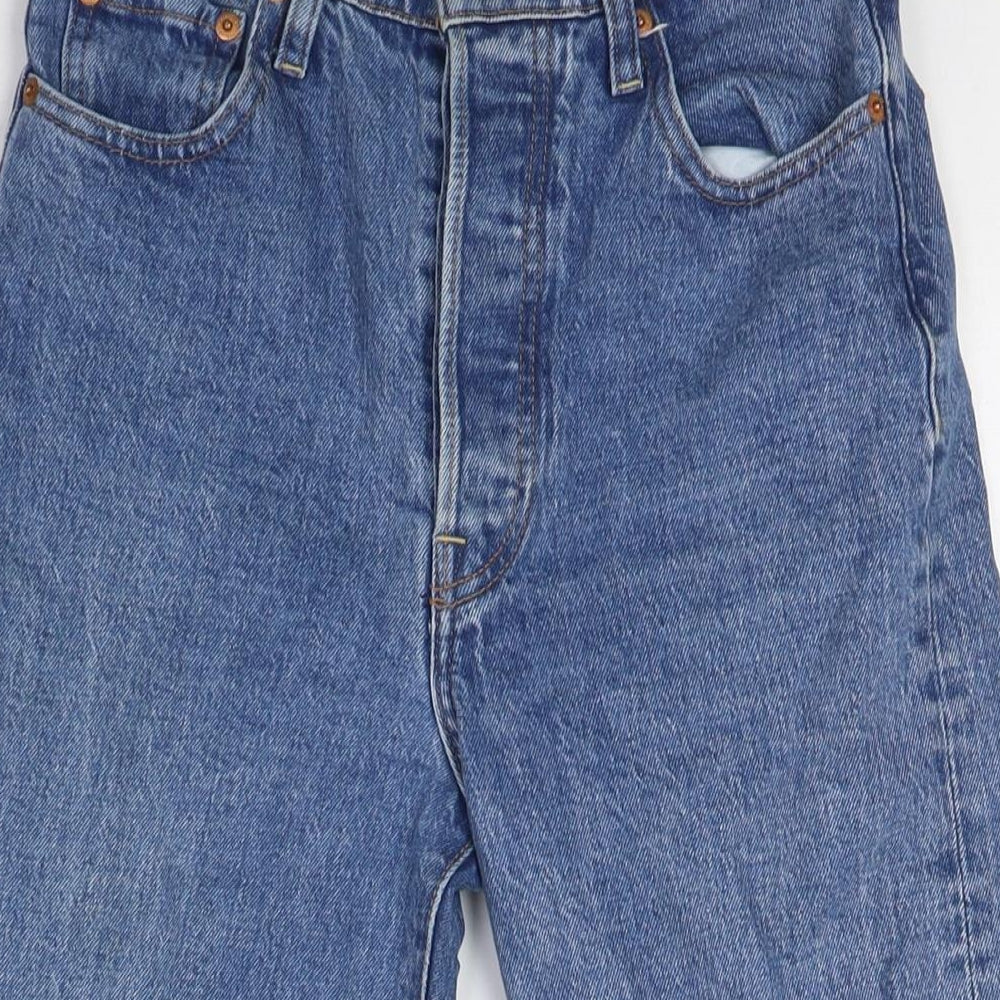 Levi's Womens Blue Cotton Straight Jeans Size 26 in L27 in Regular Button