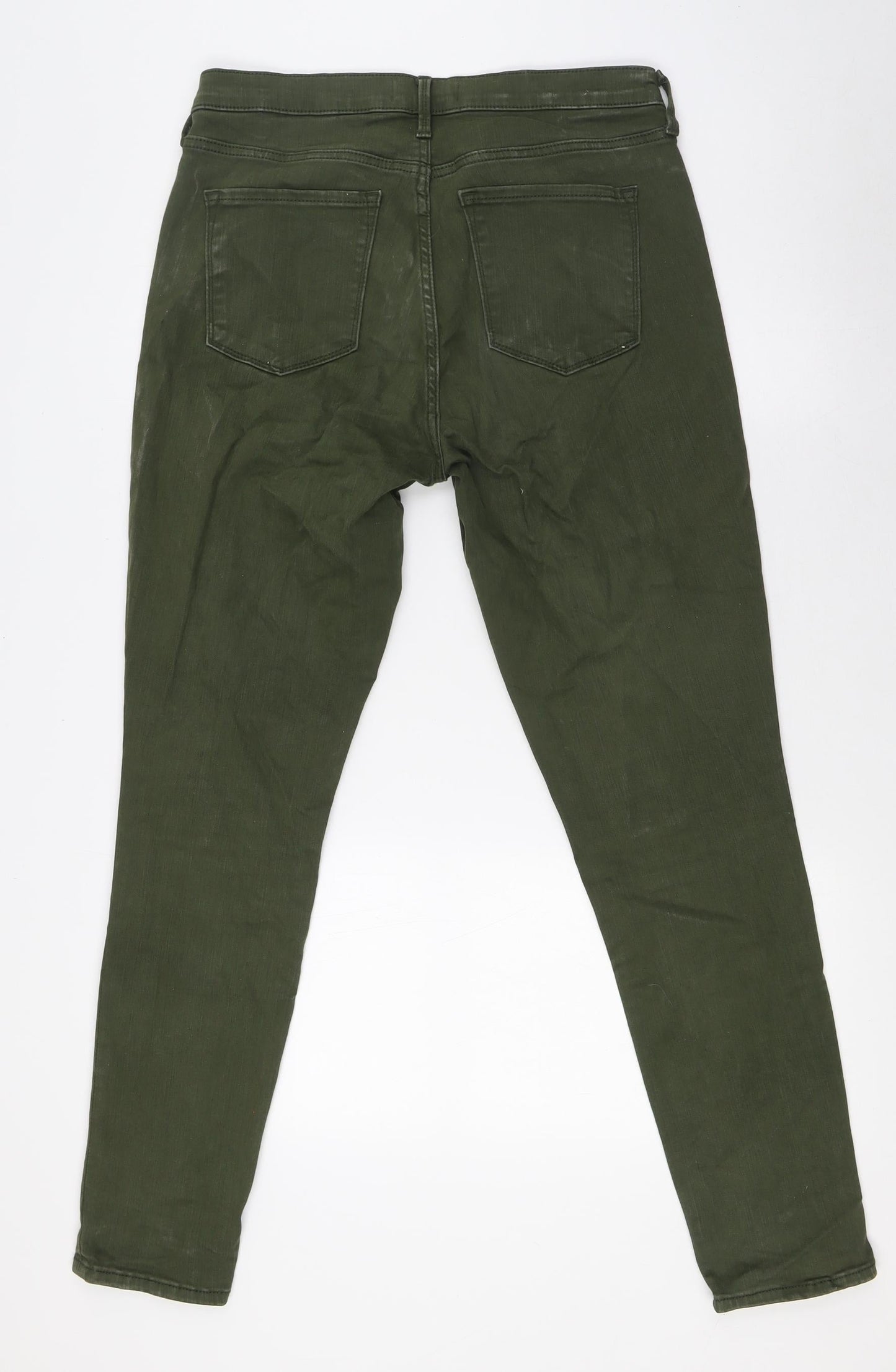 Gap Womens Green Herringbone Cotton Skinny Jeans Size 30 in L30 in Slim Button